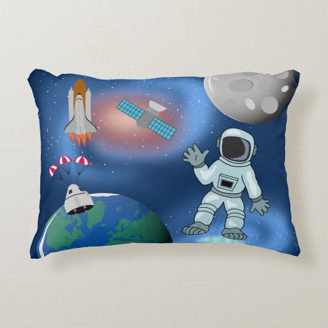 Astronaut im Thema Raumgalaxie Dekokissen (Vorderseite)