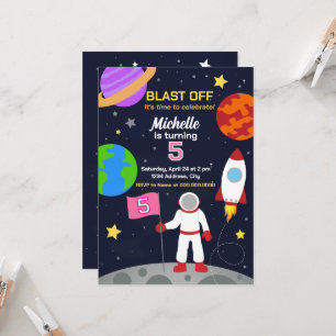Astronaut im Weltraum - Einladung zum Geburtstag