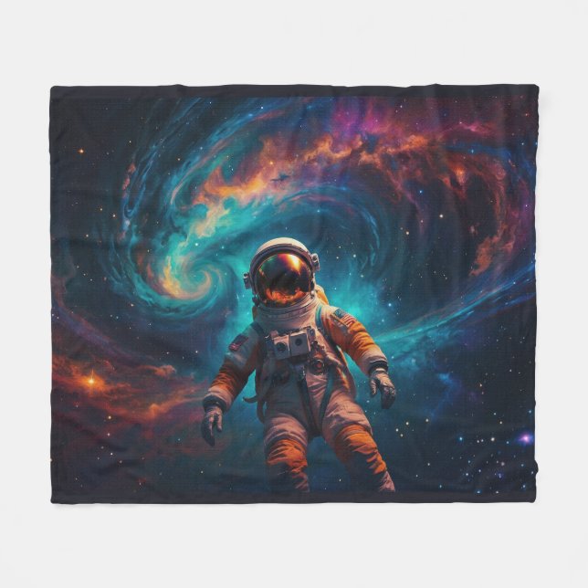 Astronaut im Weltraum fahren Fleecedecke (Vorderseite (Horizontal))