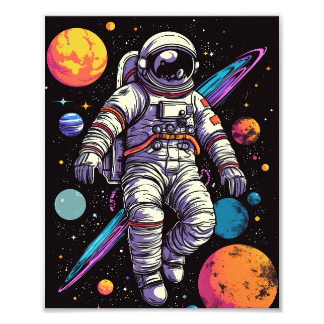 Astronaut im Weltraum Fotodruck (Vorne)