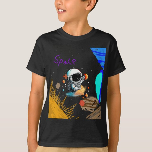 Astronaut im Weltraum für Kinder T-Shirt (Vorderseite)