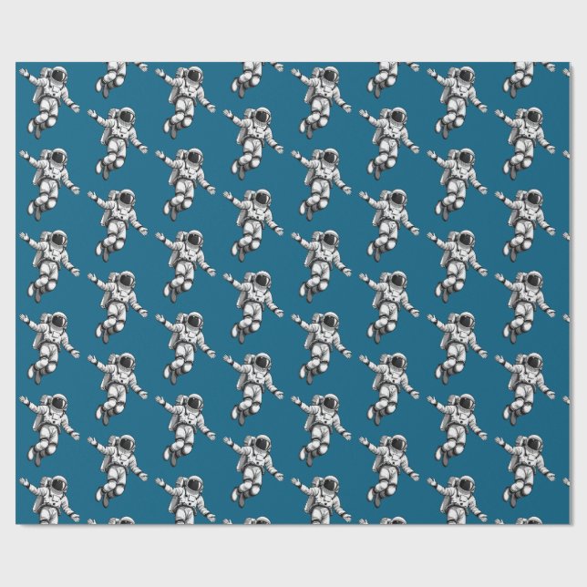 Astronaut im Weltraum Geschenkpapier (Flach)
