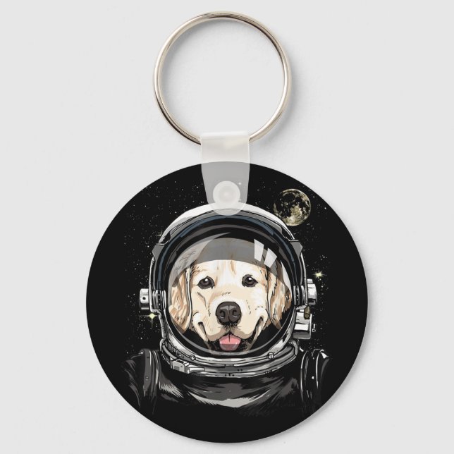 Astronaut im Weltraum Golden Retriever Lover Pet D Schlüsselanhänger (Vorderseite)
