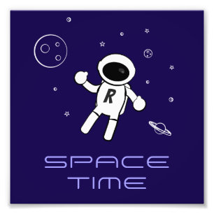 Astronaut im Weltraum - Kunst im Lila, Schwarz und Fotodruck