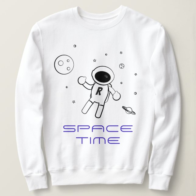 Astronaut im Weltraum - Kunst in Schwarz, Weiß und Sweatshirt (Design vorne)