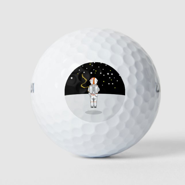 Astronaut im Weltraum mit Kurzem Wind gefangen Golfball (Vorderseite)