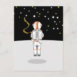 Astronaut im Weltraum mit Kurzem Wind gefangen Postkarte