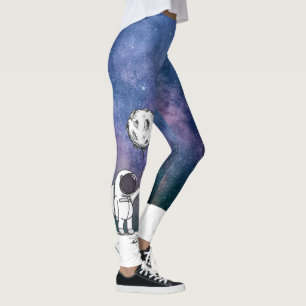 Astronaut im Weltraum mit Mondballon Kosmos Sterne Leggings