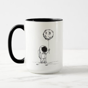 Astronaut im Weltraum mit Mondballon Kosmos Sterne Tasse