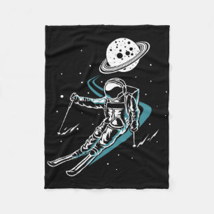 Astronaut im Weltraum mit Ski Lustiges Skifahren Fleecedecke