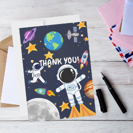 Astronaut im Weltraum, Niedliche Kinder zum ersten Dankeskarte