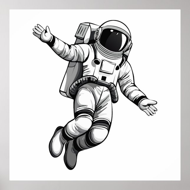 Astronaut im Weltraum Poster (Vorne)