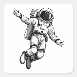 Astronaut im Weltraum Quadratischer Aufkleber