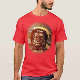 Astronaut im Weltraum Tiger Katzenhelm Retro T T-Shirt