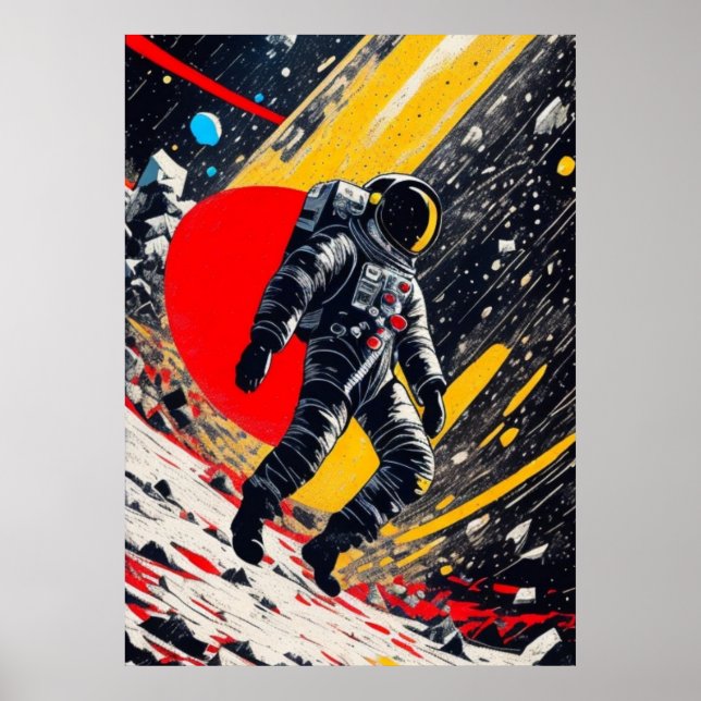 Astronaut im Weltraum verloren Poster (Vorne)