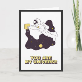 Astronaut im Weltraumkosmischen Valentinstag-Unive Karte