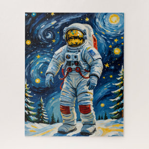 Astronaut im Winterwald