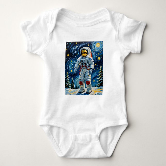 Astronaut im Winterwald Baby Strampler (Vorderseite)