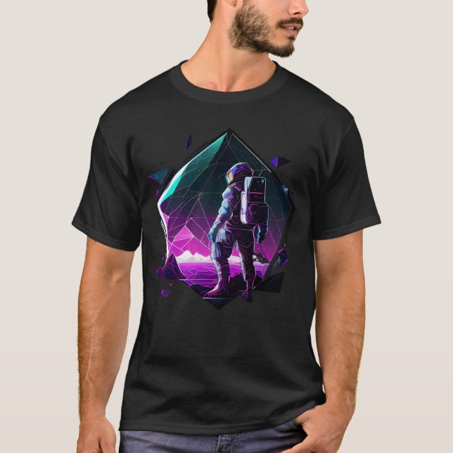 Astronaut in der Raumästhetischen Wave Planet Ecli T-Shirt (Vorderseite)