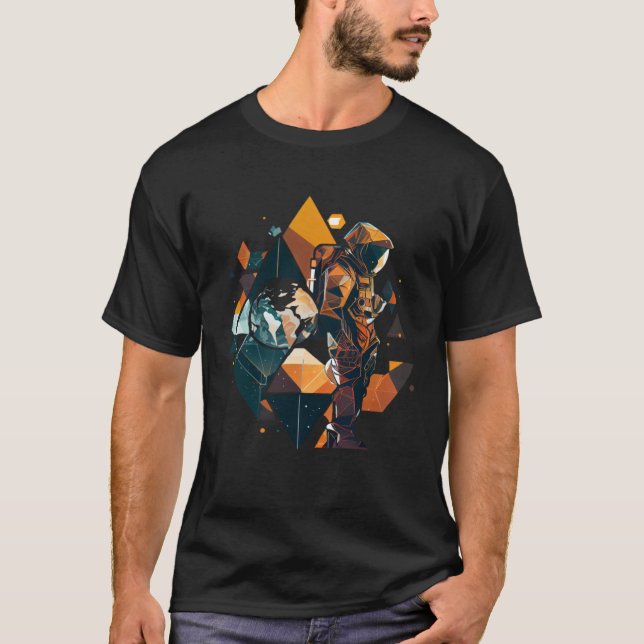 Astronaut in der Raumästhetischen Wave Planet Ecli T-Shirt (Vorderseite)