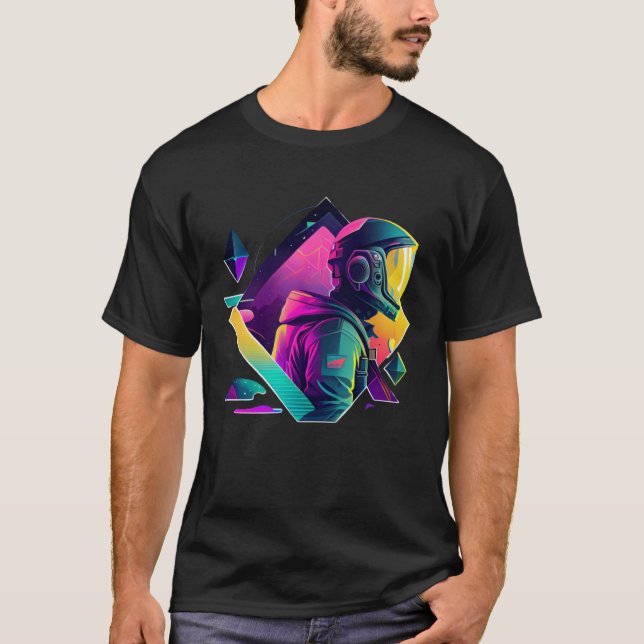 Astronaut in der Raumästhetischen Wave Planet Ecli T-Shirt (Vorderseite)