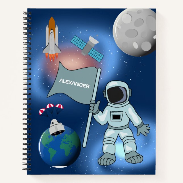 Astronaut in der Weltraumgalaxie Personalisierter  Notizbuch (Vorderseite)