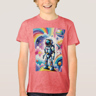 Astronaut in einer Regenbogen- und Pastelgalaxie Tri-Blend Shirt