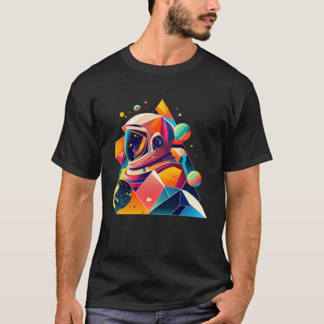Astronaut in Space Aesthetic Wave Planet Eclipse   T-Shirt (Vorderseite)