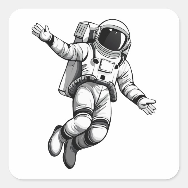 Astronaut in space quadratischer aufkleber (Vorderseite)