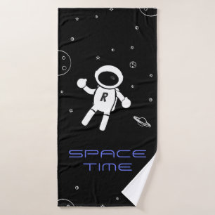 Astronaut In Space - Sketched Art in Black & White Badehandtuch