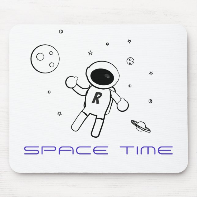 Astronaut In Space - Sketched Art in Black & White Mousepad (Vorne)