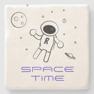 Astronaut In Space - Sketched Art in Black & White Steinuntersetzer