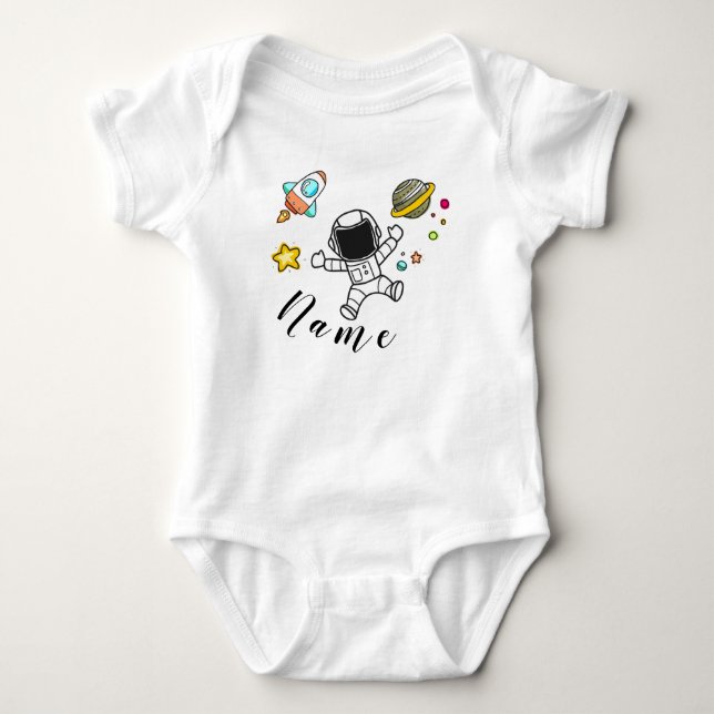 Astronaut in space with babies name baby strampler (Vorderseite)