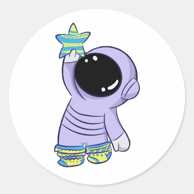 Astronaut in verschiedenen Socken-Aufklebern Runder Aufkleber (Vorderseite)