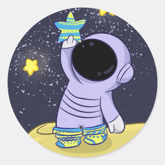 Astronaut in verschiedenen Socken, Rundaufkleber Runder Aufkleber (Vorderseite)