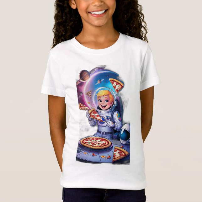 Astronaut isst Pizza im All. T-Shirt (Vorderseite)