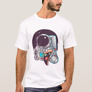 Astronaut isst Pizza Planeten T-Shirt