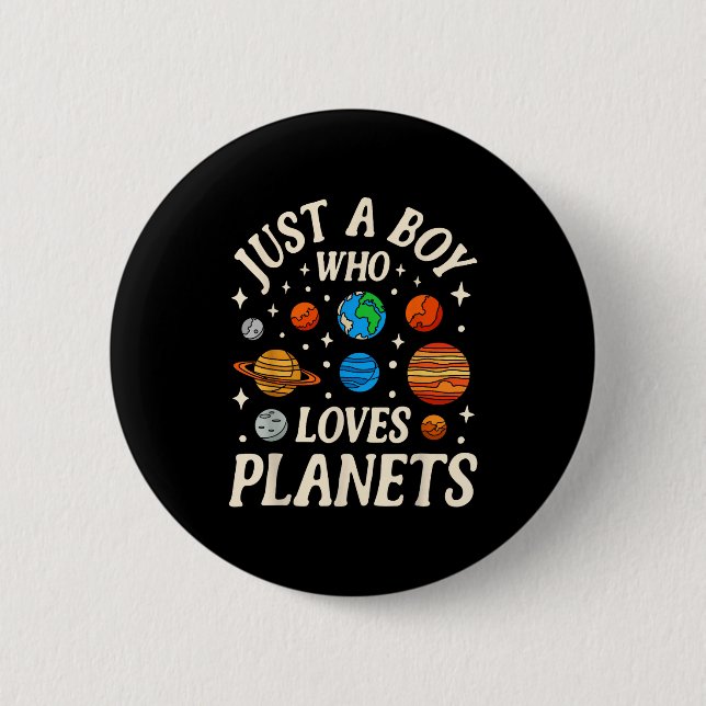 Astronaut ist einfach ein Junge, der Planeten lieb Button (Vorderseite)
