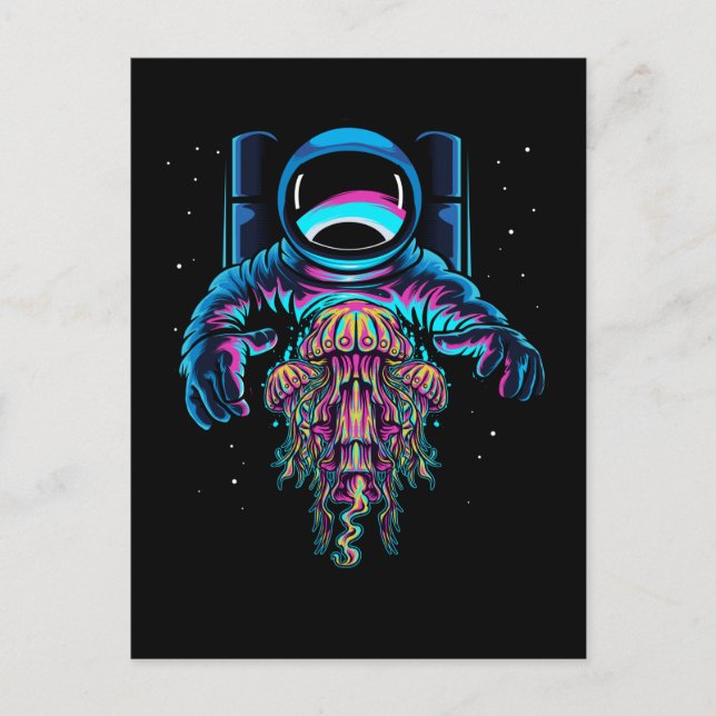 Astronaut Jelly fischen den farbenfrohen Kosmonaut Postkarte (Vorderseite)