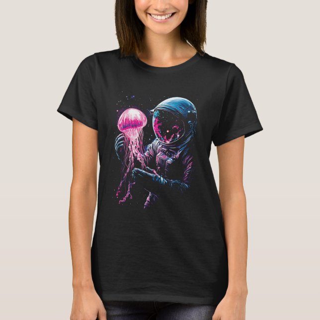 Astronaut Jellyfish Outer Space Explorer Galaxy Sc T-Shirt (Vorderseite)