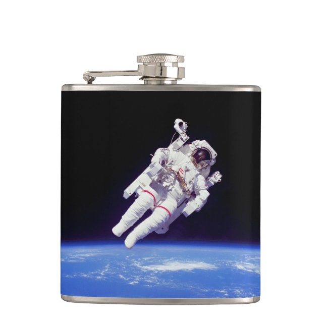 Astronaut Jetpack Spacewalk Earth Orbit Foto Flachmann (Vorderseite)