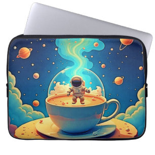 Astronaut Kaffee Weltraum Kunst Laptopschutzhülle