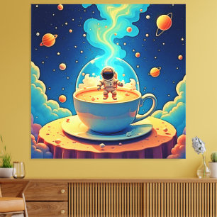 Astronaut Kaffee Weltraum Kunst Leinwanddruck
