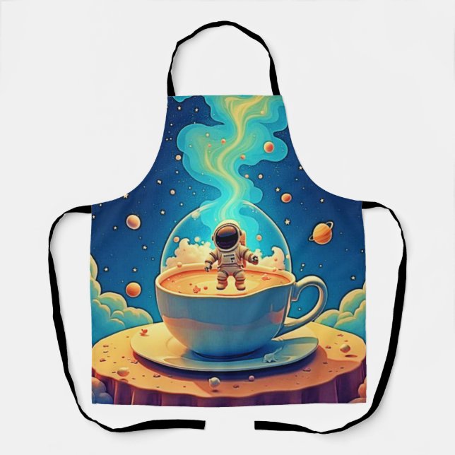 Astronaut Kaffee Weltraum Kunst Schürze (Vorderseite)