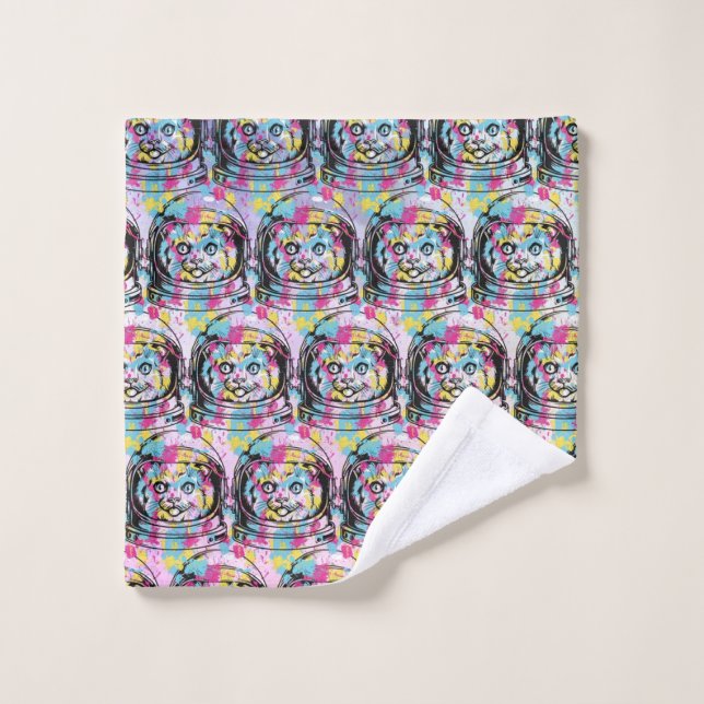 Astronaut Katze Badhandtuch Set (Waschlappen)