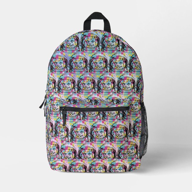 Astronaut Katze Bedruckter Rucksack (Vorderseite)