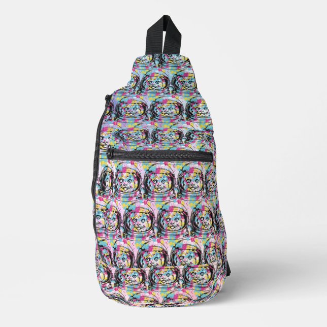 Astronaut Katze Crossbody Bag (Vorderseite)