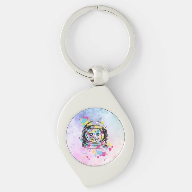Astronaut Katze Schlüsselanhänger (Vorderseite)