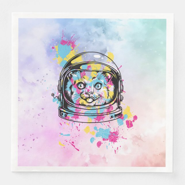 Astronaut Katze Serviette (Vorderseite)