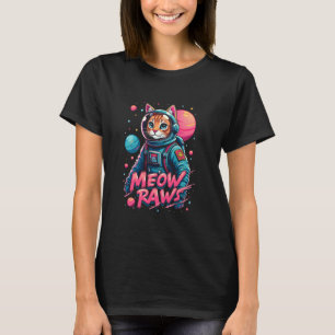 Astronaut Katzen-Miau-Raws Weltraum-Katze Grafik f T-Shirt